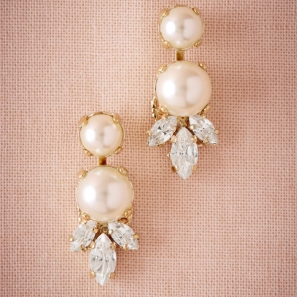 BHLDN Pearl Cirque earrings gold and pearl